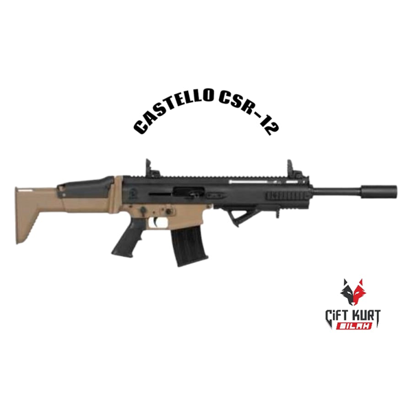 CASTELLO CSR-12 (SCAR-12) ŞARJÖRLÜ YARI OTOMATİK YİVSİZ AV TÜFEĞİ (TAN-SİYAH)